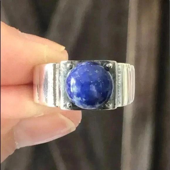 SIZE 6 Authentic Lapis Lazuli Solid 925 Sterling Silver Ring NWT